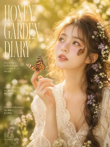 暖金逆光柔光·蝴蝶蕾丝花饰·梦幻仙子特写参考样片