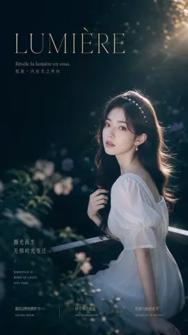 冷蓝逆光·珍珠长卷发·花园肖像参考样片